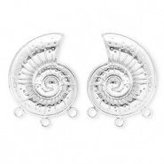 BY31® Apprêts en acier Inox boucles d'oreilles / puces d’oreilles coquillage avec 3 anneaux Argenté