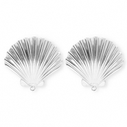 BY31® Apprêts en acier Inox boucles d'oreilles / puces d’oreilles coquillage avec anneau Argenté