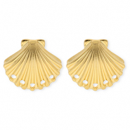 BY31® Apprêts en acier Inox boucles d'oreilles / puces d’oreilles coquillage avec 5 anneaux Doré