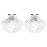 BY31® Apprêts en acier Inox boucles d'oreilles / puces d’oreilles coquillage avec 5 anneaux Argenté