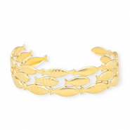Bracelets en acier Inox jonc poisson Dor&eacute;