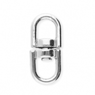 Appr&ecirc;ts en acier inox porte-cl&eacute;s ovale Argent&eacute;