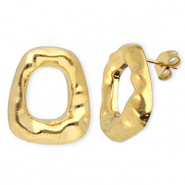 Boucles d'oreilles puces en acier Inox  trap&egrave;ze Dor&eacute;