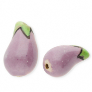 Perles en c&eacute;ramique aubergine Vieux mauve-vert