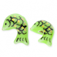 Perles en c&eacute;ramique poisson Vert-jaune-noir