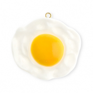 Pendentifs accroche-regard &oelig;uf au plat Blanc-jaune