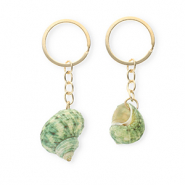 Porte-cl&eacute;s coquille Vert multicolore-dor&eacute;