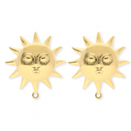 BY31® Apprêts en acier Inox boucles d'oreilles / puces d’oreilles soleil avec visage avec anneau Doré