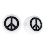 Perles lettres acryliques signe de paix Blanc-noir