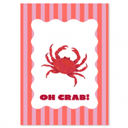 BY31® Cartes à bijoux "Oh crab!" Rouge-rose-blanc