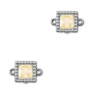 Connecteurs en acier Inox zirconium carr&eacute; Argent&eacute;-orange clair
