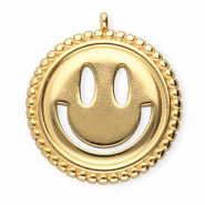 BY31&reg; Breloques en acier Inox smiley Dor&eacute;