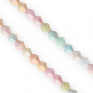 Perles &agrave; facettes bicone 6&nbsp;mm Pastel multicolore-AB coating