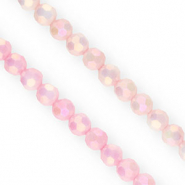 Perles &agrave; facettes rondes 6&nbsp;mm Rose-AB coating