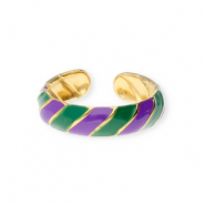 Bagues en acier Inox Dor&eacute;-violet-vert