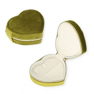 Bo&icirc;te &agrave; bijoux de voyage c&oelig;ur Vert olive