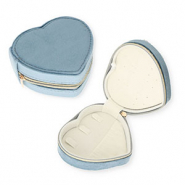 Bo&icirc;te &agrave; bijoux de voyage c&oelig;ur Gris bleu