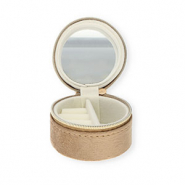 Bo&icirc;te &agrave; bijoux de voyage avec miroir rond Marron
