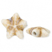 Perles en c&eacute;ramique &eacute;toile de mer Blanc cass&eacute;-marron clair