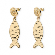 Boucles d'oreilles&nbsp;/&nbsp;puces tendance spirale & poisson avec tige en acier inoxydable Dor&eacute;