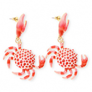 Boucles d'oreilles&nbsp;/&nbsp;puces tendance &eacute;maill&eacute;e crabe avec tige en acier inoxydable Dor&eacute;-rouge-rose-blanc