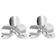 Boucles d'oreilles&nbsp;/&nbsp;puces accroche-regard fleur avec tige en acier inoxydable Argent&eacute;