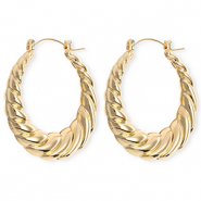 Boucles d'oreilles&nbsp;/&nbsp;cr&eacute;oles accroche-regard torsad&eacute; avec tige en acier inoxydable Dor&eacute;