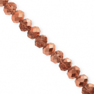 Perles &agrave; facettes 8x6&nbsp;mm disque Heishi Dor&eacute; ros&eacute;-pearl shine coating