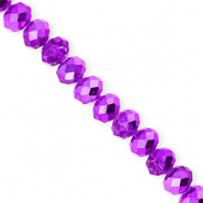 Perles &agrave; facettes 8x6&nbsp;mm disque Heishi Violet fonc&eacute;-pearl shine coating