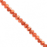 Perles à facettes 4x3 mm disque Heishi Orange corail-pearl shine coating