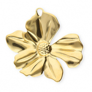 Breloques en acier Inox fleur Dor&eacute;