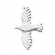 Breloques en acier Inox oiseau Argent&eacute;