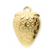 Breloques en acier Inox fraise Dor&eacute;