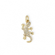 Métal TQ laiton breloques lézard avec strass Doré-transparent