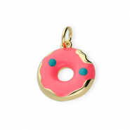 Métal TQ laiton breloques donut Doré-rose néon-bleu