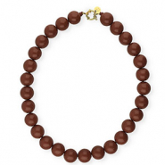 BY31&reg; Colliers en perles acryliques 16mm brillant Cappuccino brown 19-1220 TCX-dor&eacute;