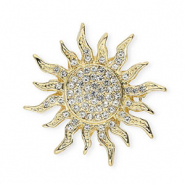Broches soleil avec strass Dor&eacute;-cristal