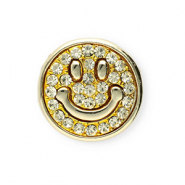 Broches smiley avec strass Dor&eacute;-cristal