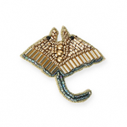 Broches raie Doré-bleu sarcelle transparent-noir