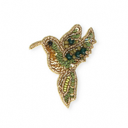 Broches colibri Doré-vert olive-vert foncé