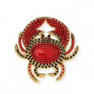Broches crabe Doré-rouge doublure argenté-noir