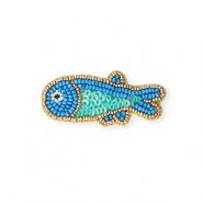 Broches poisson Doré-bleu-turquoise