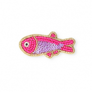 Broches poisson Doré-rose azalée néon-violet