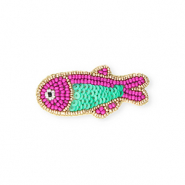 Broches poisson Doré-violet magenta-vert océan