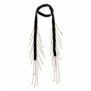 Collier ras de cou en organza avec perles en verre Noir-doré