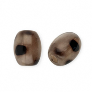 Perles acryliques ovale avec imprim&eacute; l&eacute;opard Marron beige-marron fonc&eacute;