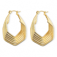 Boucles d'oreilles / créoles en acier Inox hexagone Doré