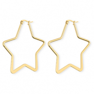 Boucles d'oreilles / créoles en acier Inox étoile Doré