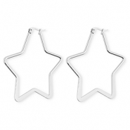 Boucles d'oreilles / créoles en acier Inox étoile Argenté