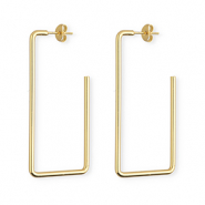 Boucles d'oreilles / puces en acier Inox rectangle Doré